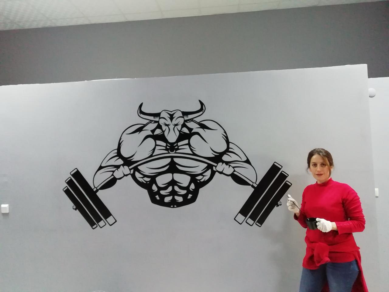 Initial pencil sketch on wall